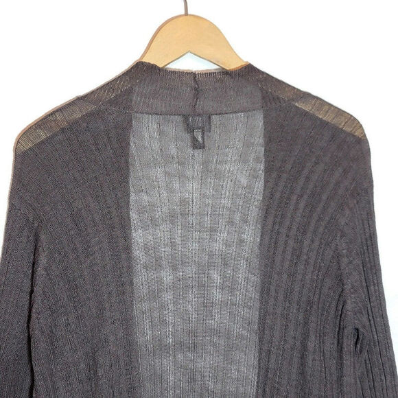 Eileen Fisher Linen Cardigan Sweater Lightweight Brown Gray Classic Summer M - Picture 7 of 14